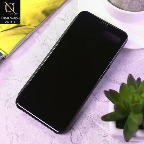 Oppo F9 / F9 Pro Cover - Black - New Luxury Mirror View QR Flip Book Case