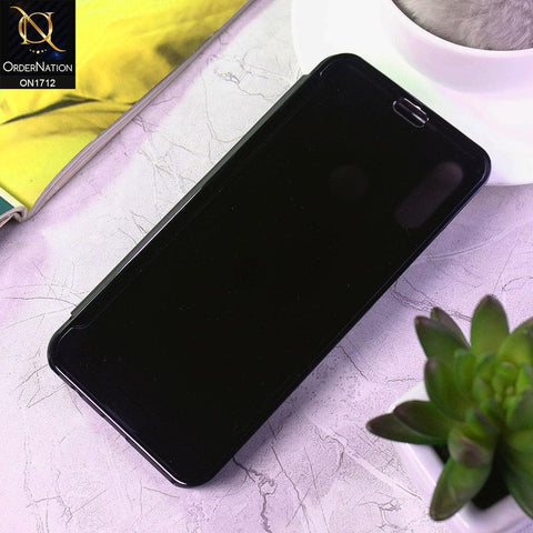 Huawei Honor 10 Lite Cover - Black - New Luxury Mirror View QR Flip Book Case