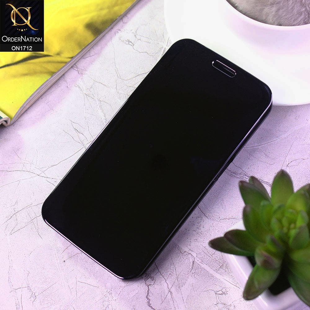Samsung Galaxy S6 Edge Cover - Black - New Luxury Mirror View QR Flip Book Case