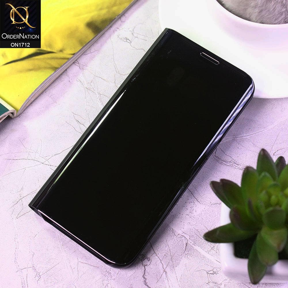 Samsung Galaxy S7 Edge Cover - Black - New Luxury Mirror View QR Flip Book Case