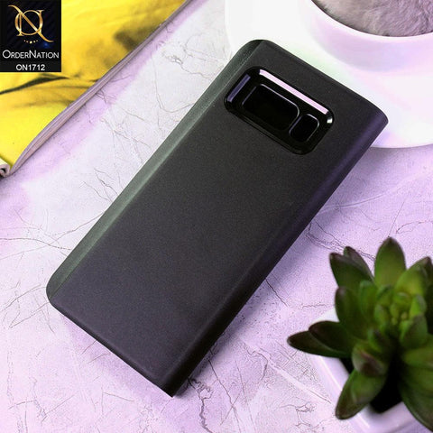 Samsung Galaxy S8 Cover - Black - New Luxury Mirror View QR Flip Book Case