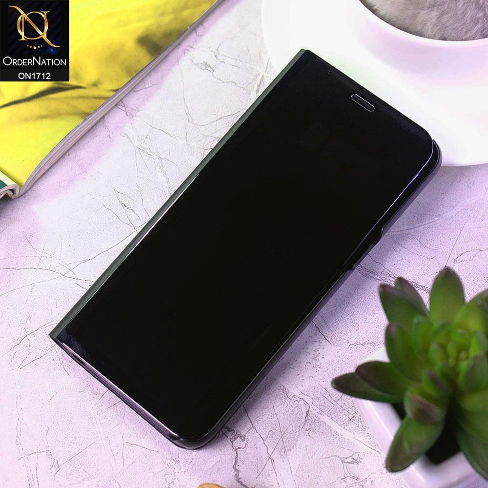 Samsung Galaxy S8 Cover - Black - New Luxury Mirror View QR Flip Book Case