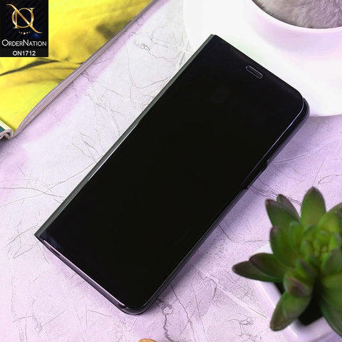 Samsung Galaxy S8 Cover - Black - New Luxury Mirror View QR Flip Book Case