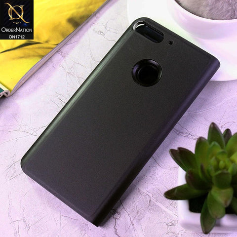 Huawei Y7 Prime 2018 / Y7 2018 Cover - Black - New Luxury Mirror View QR Flip Book Case