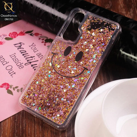 Cute Glitter Smile Pattern Hard PC Back Cover For Honor 20 Pro - Golden