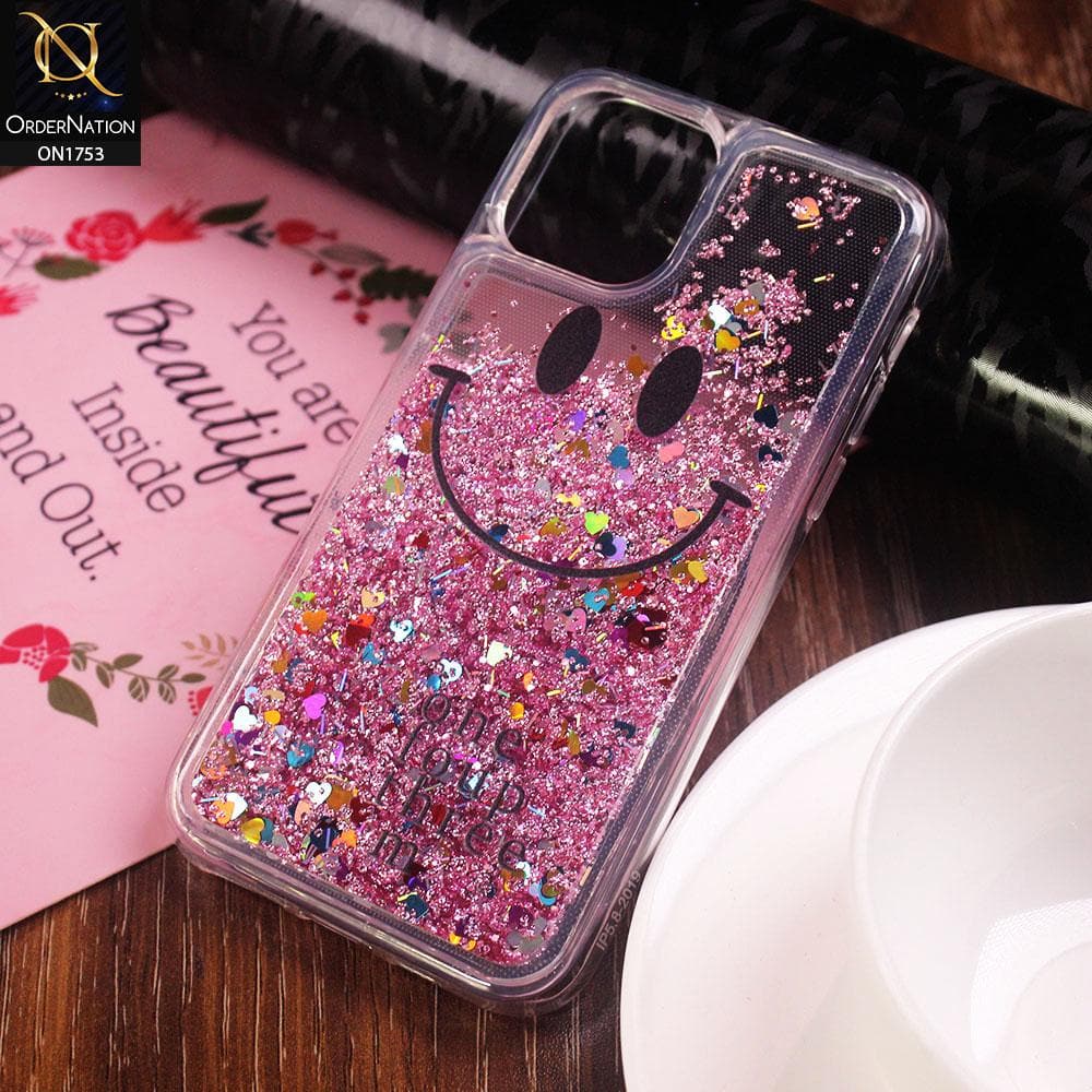iPhone 11 Pro Cover - Pink - Cute Glitter Smile Pattern Hard PC Back Cover