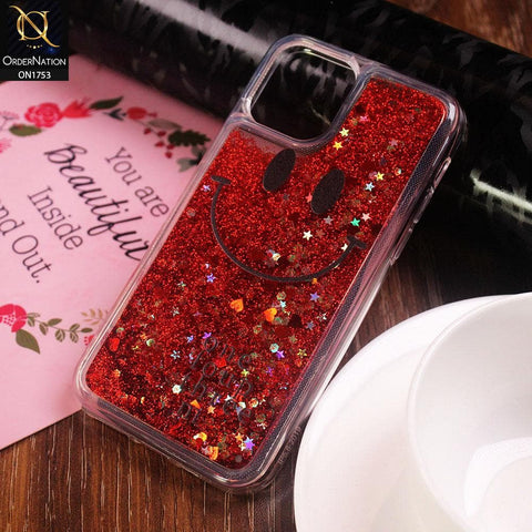 iPhone 11 Pro Cover - Red - Cute Glitter Smile Pattern Hard PC Back Cover