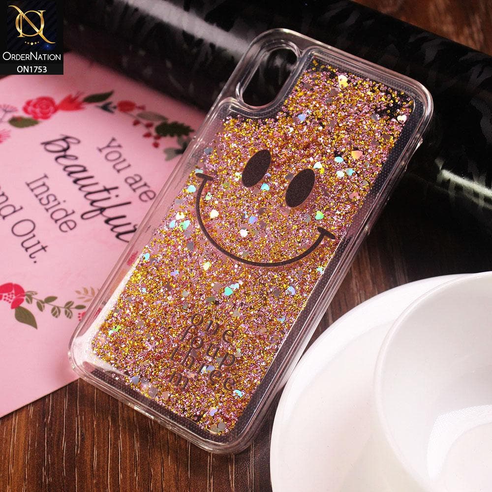 iPhone XS / X Cover - Golden - Cute Glitter Smile Pattern Hard PC Back Cover