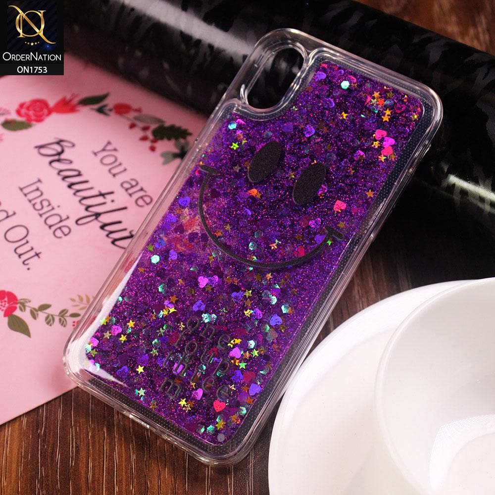 iPhone XS Max Cover - Purple - Cute Glitter Smile Pattern Hard PC Back Cover
