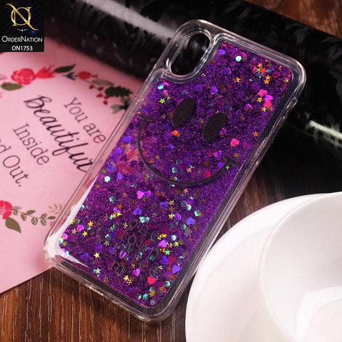 iPhone XS Max Cover - Purple - Cute Glitter Smile Pattern Hard PC Back Cover