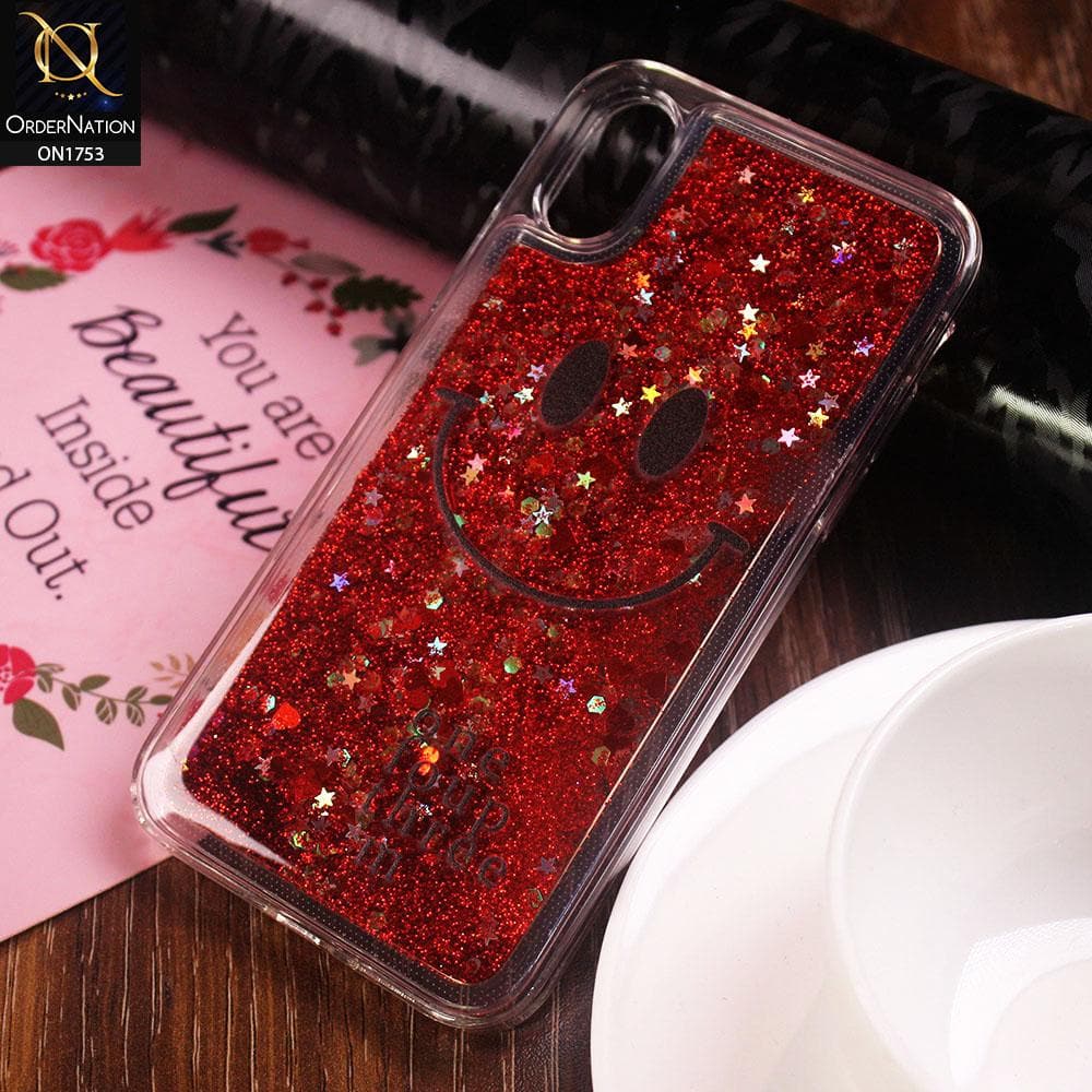 iPhone XS Max Cover - Red - Cute Glitter Smile Pattern Hard PC Back Cover