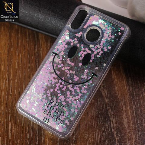 Samsung Galaxy M20 Cover - Pink - Cute Glitter Smile Pattern Hard PC Back Cover