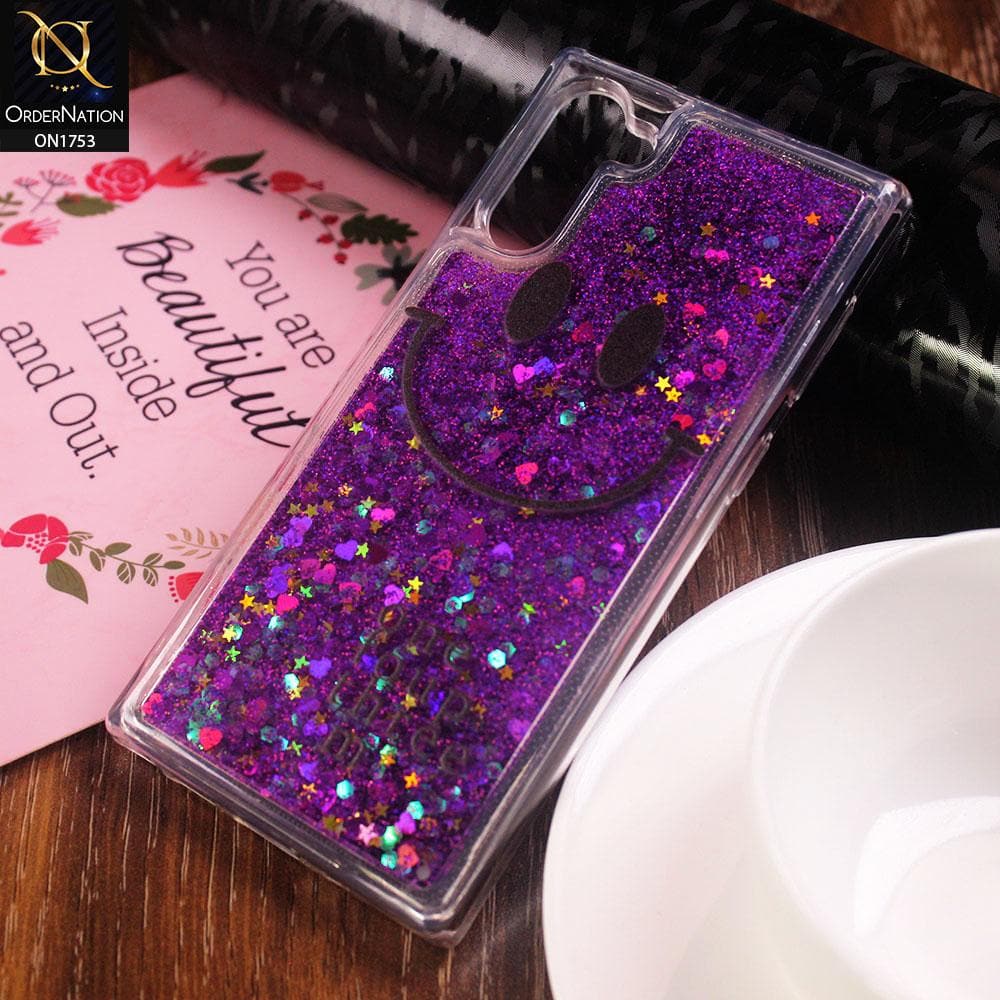 Samsung Galaxy Note 10 Cover - Purple - Cute Glitter Smile Pattern Hard PC Back Cover