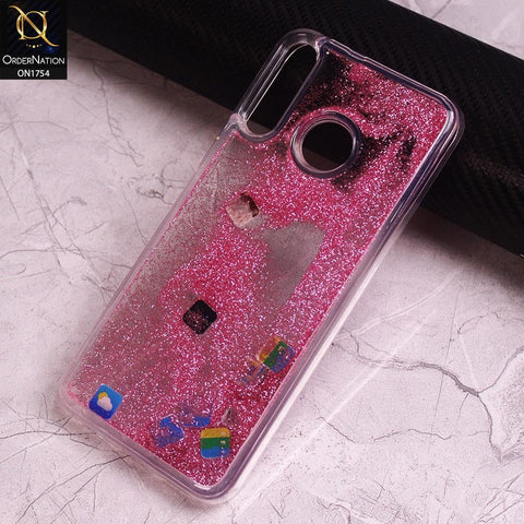 Infinix Hot 8 Cover - Pink - Design 1 - Floating Liquid Bling Glitter Icons Soft Borders Protective Case