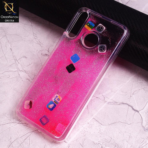 Infinix Hot 8 Cover - Pink - Design 2 - Floating Liquid Bling Glitter Icons Soft Borders Protective Case