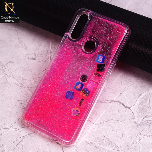 Oppo A31 Cover - Pink - Design 2 - Floating Liquid Bling Glitter Icons Soft Borders Protective Case