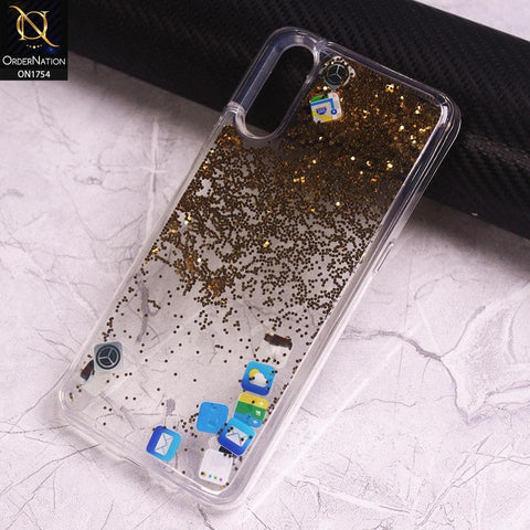 Vivo S1 Cover - Golden - Floating Liquid Bling Glitter Icons Soft Borders Protective Case