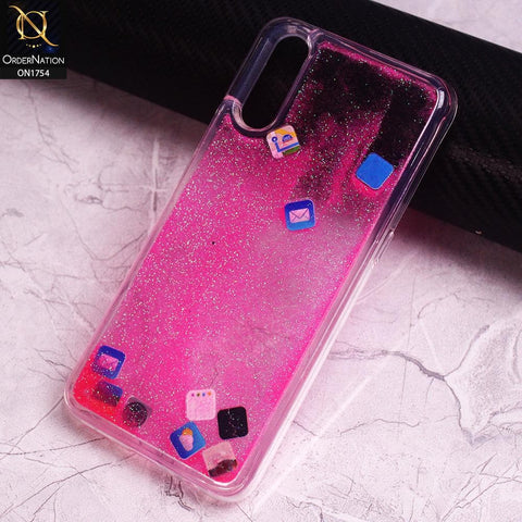 Vivo S1 Cover - Pink - Design 2 - Floating Liquid Bling Glitter Icons Soft Borders Protective Case