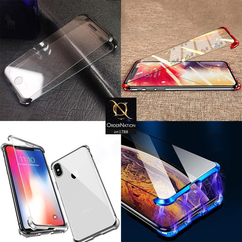Shock Protection Frameless Back Case Solid Tempered Glass Edging Case For iPhone XS Max - Blue