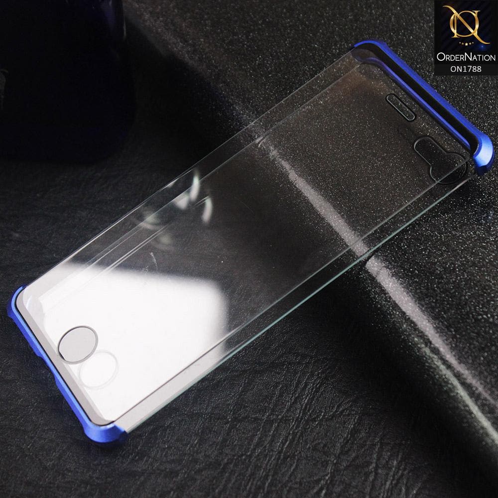 Shock Protection Frameless Back Case Solid Tempered Glass Edging Case For iPhone 8 / 7 - Blue