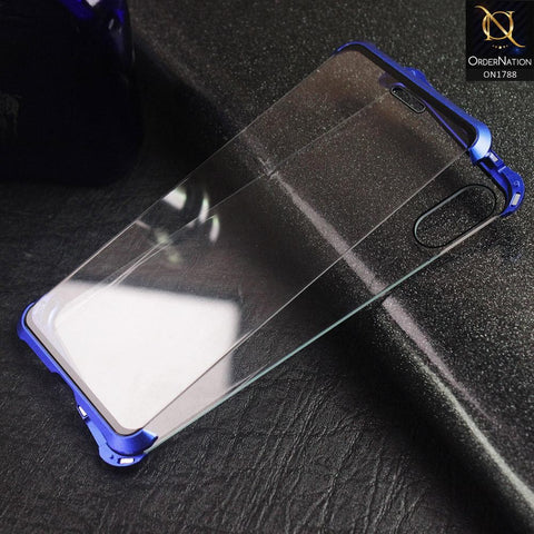 Shock Protection Frameless Back Case Solid Tempered Glass Edging Case For iPhone XS Max - Blue