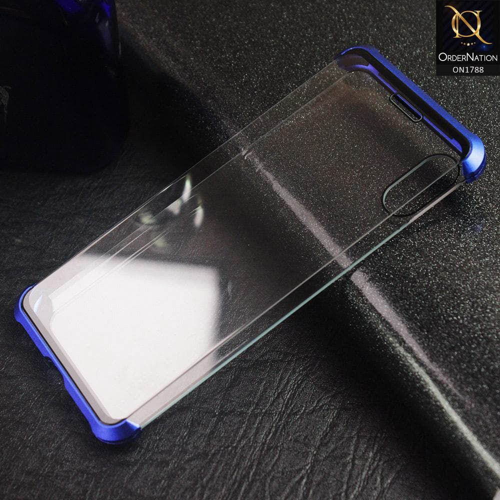 Shock Protection Frameless Back Case Solid Tempered Glass Edging Case For iPhone XS Max - Blue