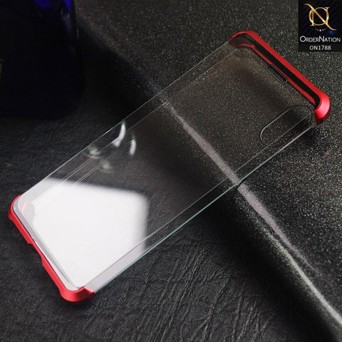 Shock Protection Frameless Back Case Solid Tempered Glass Edging Case For iPhone XS Max - Red