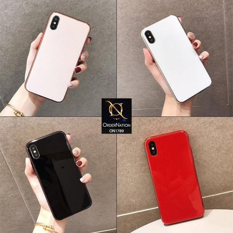 iPhone XS / X Cover - Pink - Shiny Tempered Glass Soft Case