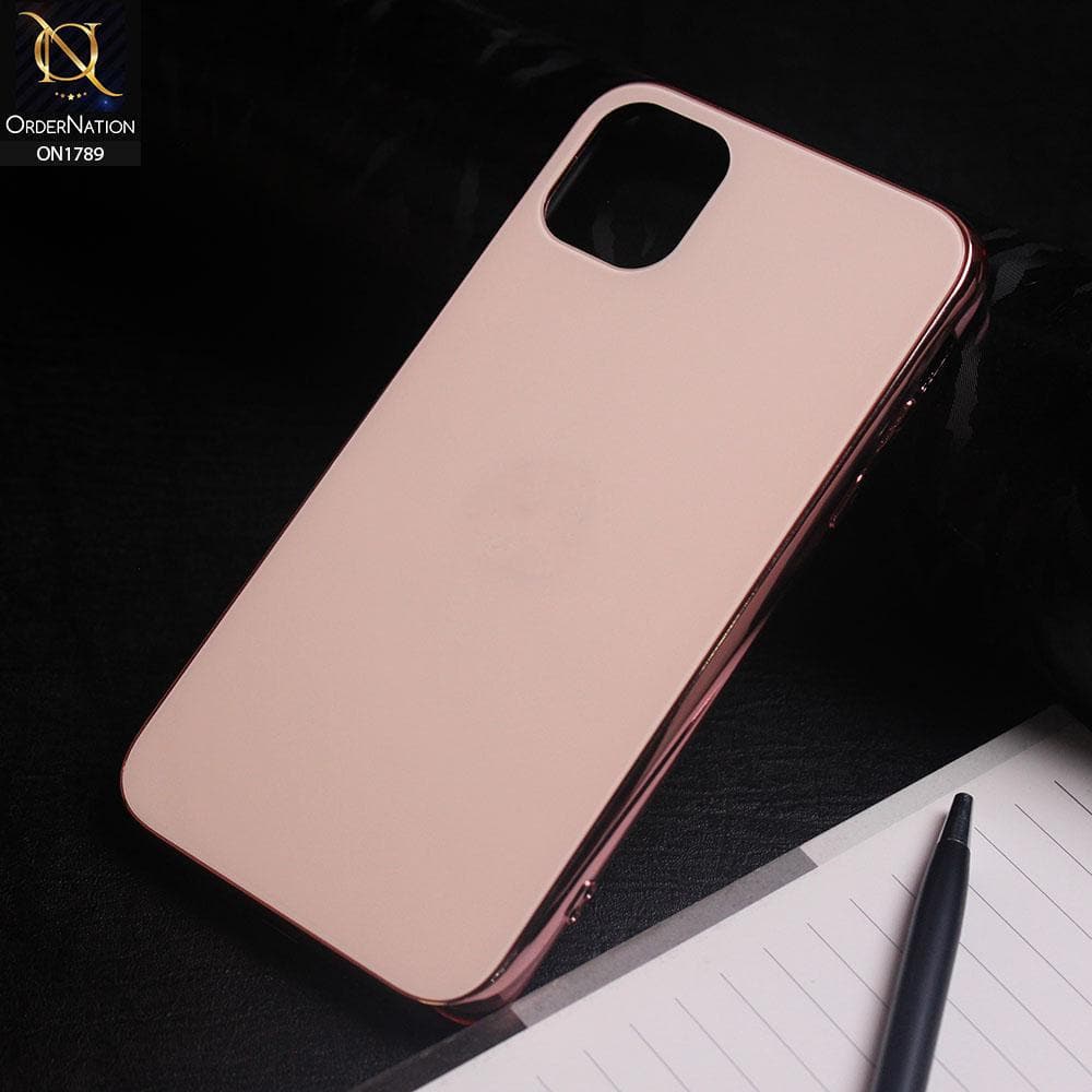 iPhone 11 Cover - Rose Gold - Shiny Tempered Glass Soft Case