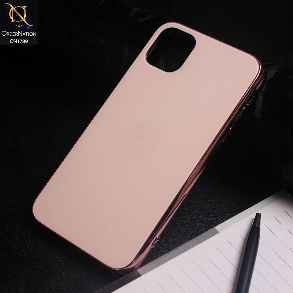 iPhone 11 Pro Max Cover - Rose Gold - Shiny Tempered Glass Soft Case