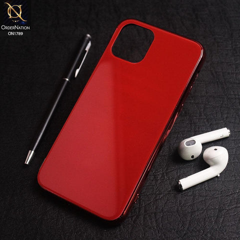 iPhone 11 Cover - Red - Shiny Tempered Glass Soft Case