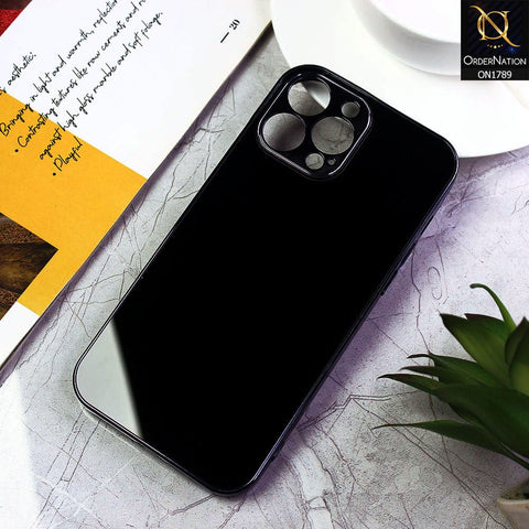 iPhone 13 Pro Max Cover - Black - Shiny Tempered Glass Soft Case