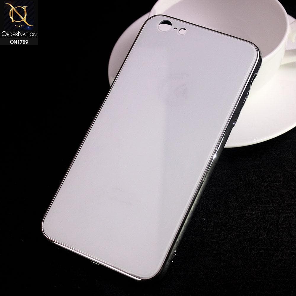 iPhone 6s Plus / 6 Plus Cover - White - Shiny Tempered Glass Soft Case