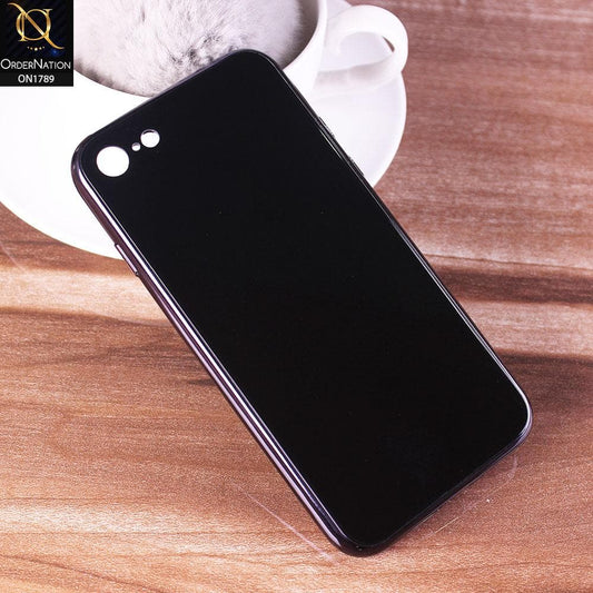 iPhone 8 / 7 Cover - Black - Shiny Tempered Glass Soft Case