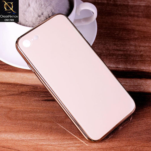 iPhone 8 / 7 Cover - Golden - Shiny Tempered Glass Soft Case