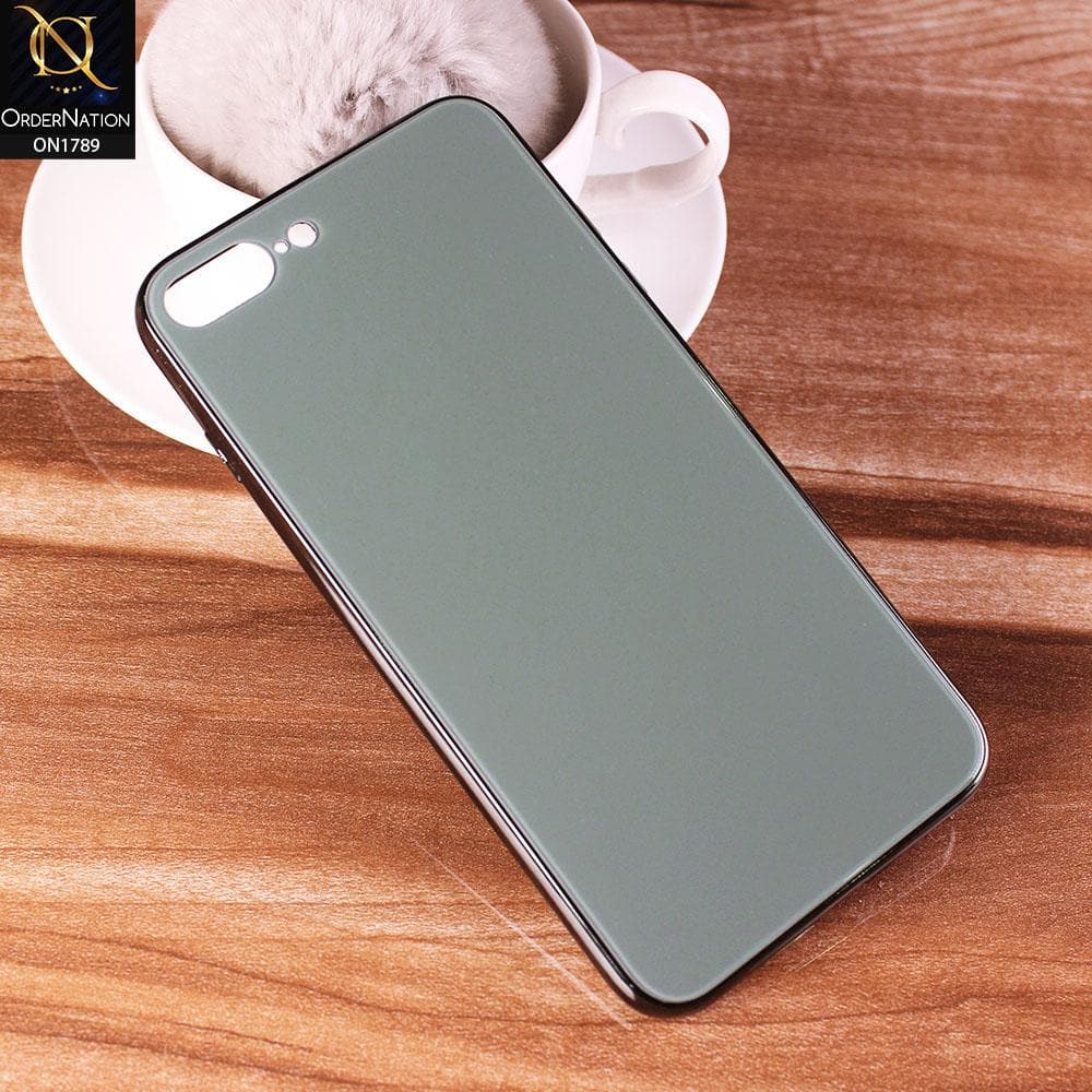 iPhone 8 Plus / 7 Plus Cover - Pine Green - Shiny Tempered Glass Soft Case