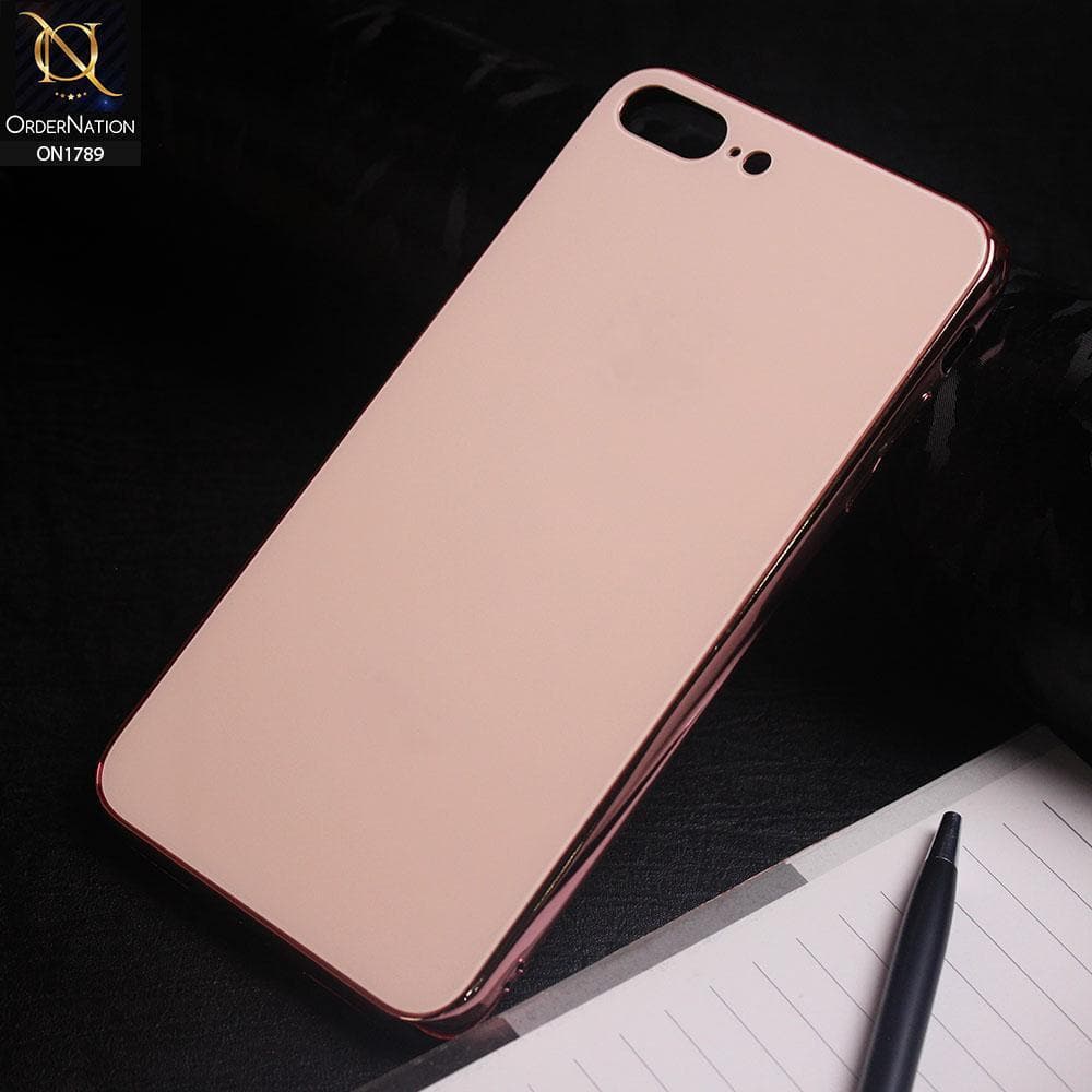 iPhone 8 Plus / 7 Plus Cover - Rose Gold - Shiny Tempered Glass Soft Case