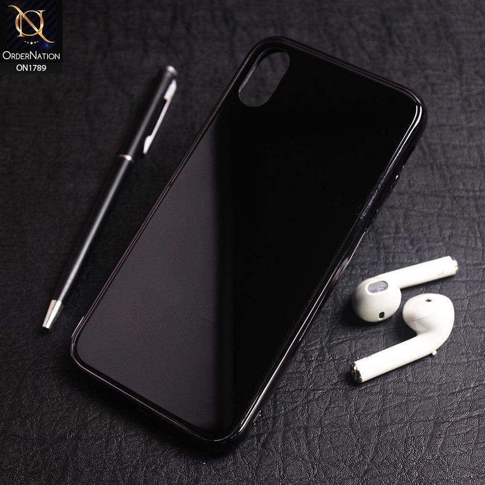 iPhone XS / X Cover - Black - Shiny Tempered Glass Soft Case