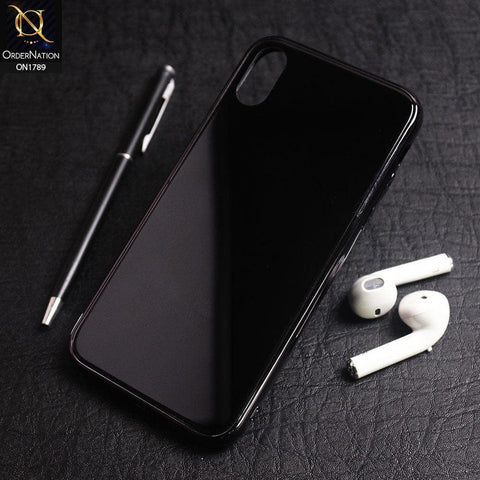iPhone XS / X Cover - Black - Shiny Tempered Glass Soft Case