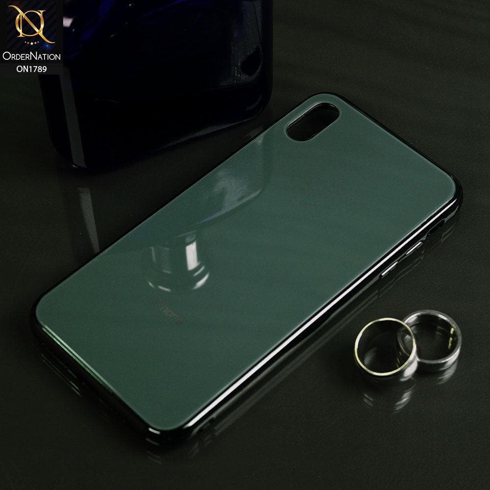 iPhone XS / X Cover - Pine Green - Shiny Tempered Glass Soft Case