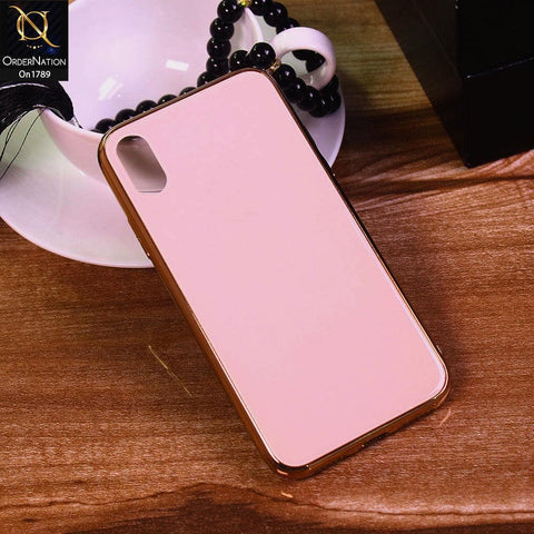 iPhone XS / X Cover - Pink - Shiny Tempered Glass Soft Case