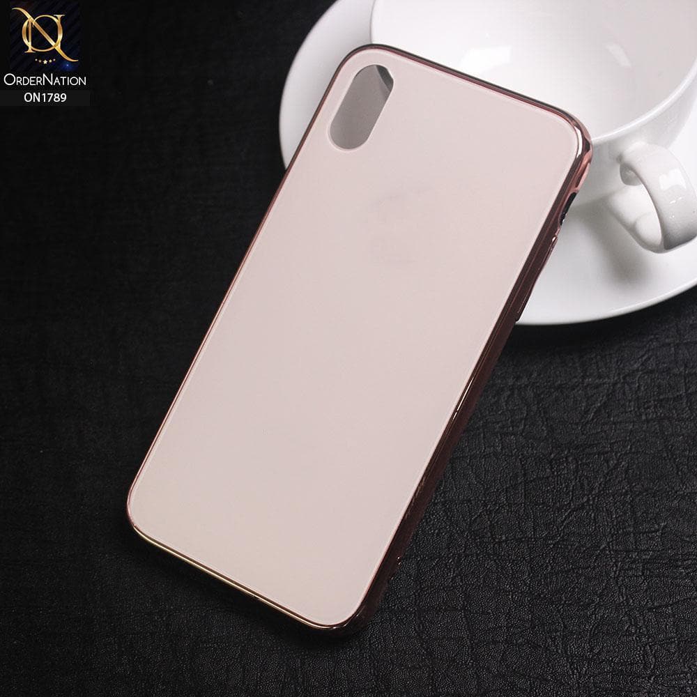 iPhone XS / X Cover - Rose Gold - Shiny Tempered Glass Soft Case