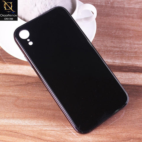 iPhone XR Cover - Black - Shiny Tempered Glass Soft Case