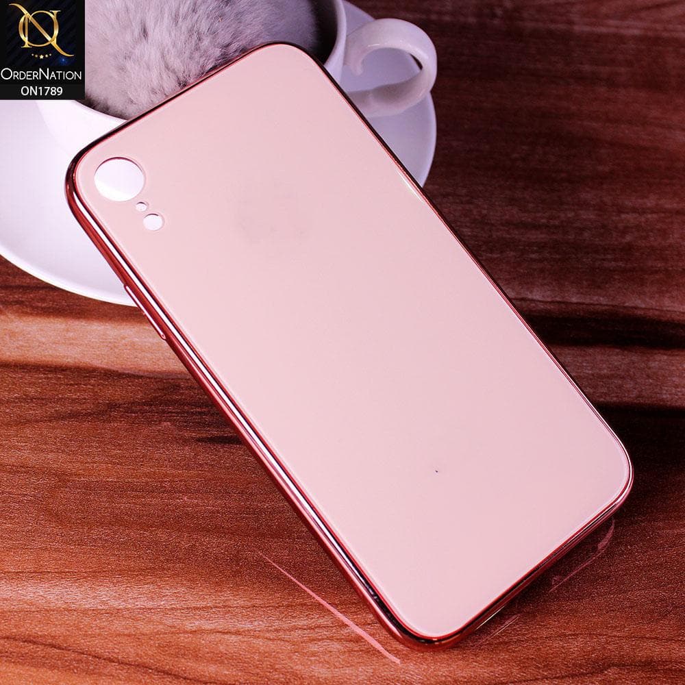 iPhone XR Cover - Rose Gold - Shiny Tempered Glass Soft Case