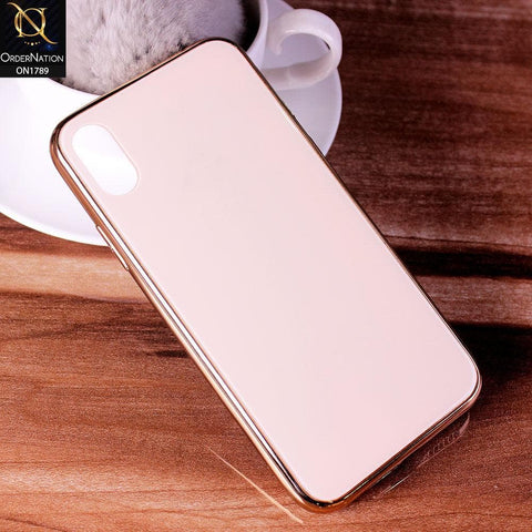 iPhone XS / X Cover - Golden - Shiny Tempered Glass Soft Case