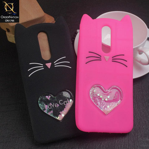 Rubberized Soft Cat Love Glitter Shine Case For iPhone XS Max - Pink