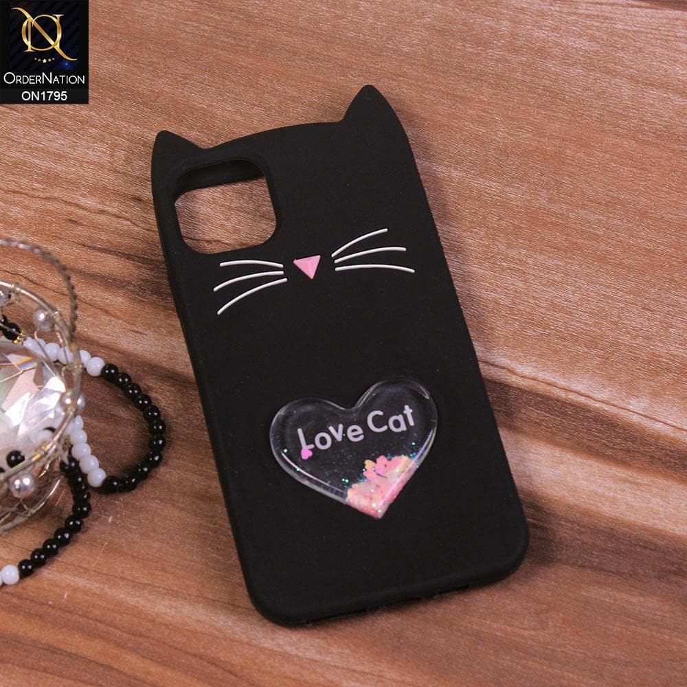 iPhone 12 Pro Max Cover - Black - Rubberized Love Heart Soft Cartoon Case