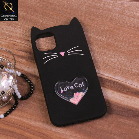 iPhone 12 Pro Max Cover - Black - Rubberized Love Heart Soft Cartoon Case