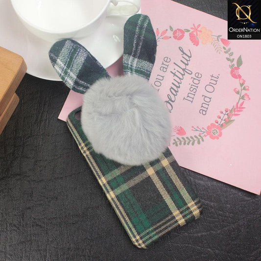 Stylish Cute British Plaid Ear Hair Ball Case For iPhone 6s Plus / 6 Plus - Green
