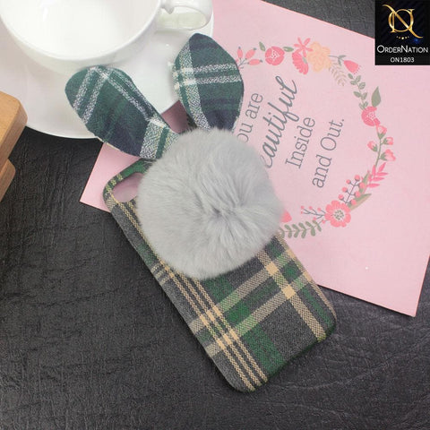 Stylish Cute British Plaid Ear Hair Ball Case For iPhone 8 / 7 - Green